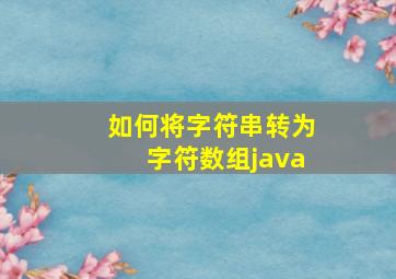 如何将字符串转为字符数组java