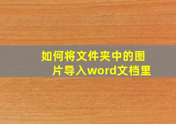 如何将文件夹中的图片导入word文档里