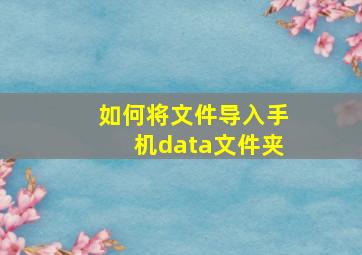 如何将文件导入手机data文件夹