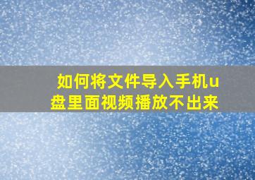 如何将文件导入手机u盘里面视频播放不出来