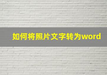 如何将照片文字转为word