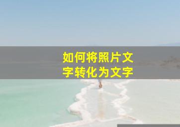 如何将照片文字转化为文字