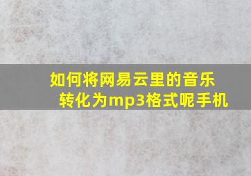 如何将网易云里的音乐转化为mp3格式呢手机