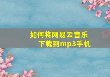 如何将网易云音乐下载到mp3手机