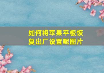 如何将苹果平板恢复出厂设置呢图片