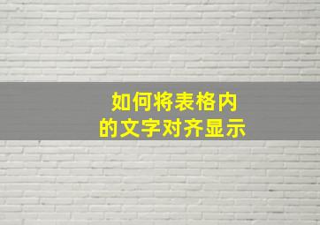 如何将表格内的文字对齐显示