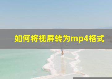 如何将视屏转为mp4格式