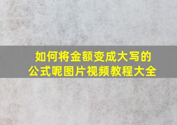 如何将金额变成大写的公式呢图片视频教程大全