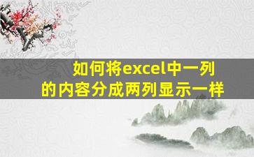 如何将excel中一列的内容分成两列显示一样