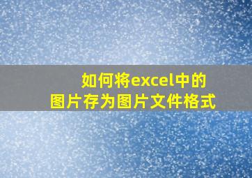 如何将excel中的图片存为图片文件格式