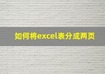 如何将excel表分成两页