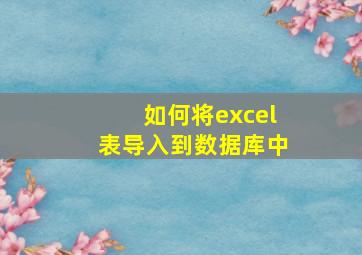 如何将excel表导入到数据库中