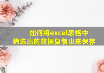 如何将excel表格中筛选出的数据复制出来保存