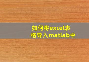 如何将excel表格导入matlab中