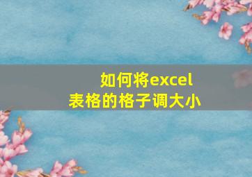 如何将excel表格的格子调大小