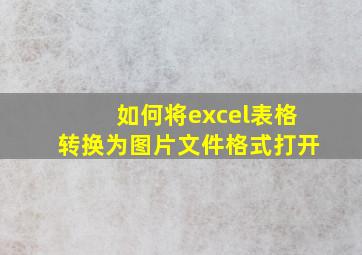 如何将excel表格转换为图片文件格式打开