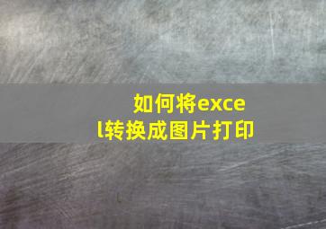 如何将excel转换成图片打印