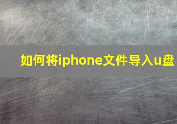 如何将iphone文件导入u盘