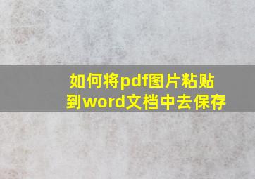 如何将pdf图片粘贴到word文档中去保存