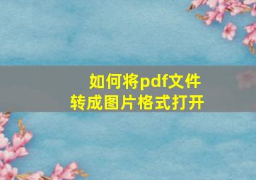 如何将pdf文件转成图片格式打开