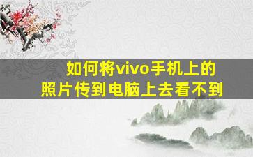 如何将vivo手机上的照片传到电脑上去看不到