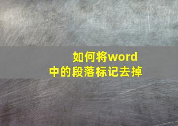 如何将word中的段落标记去掉