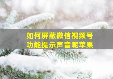 如何屏蔽微信视频号功能提示声音呢苹果