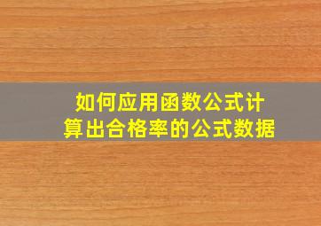 如何应用函数公式计算出合格率的公式数据