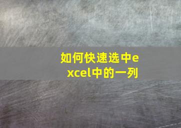 如何快速选中excel中的一列