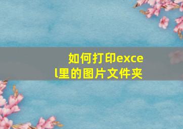 如何打印excel里的图片文件夹