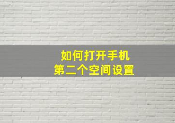 如何打开手机第二个空间设置