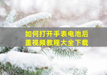 如何打开手表电池后盖视频教程大全下载