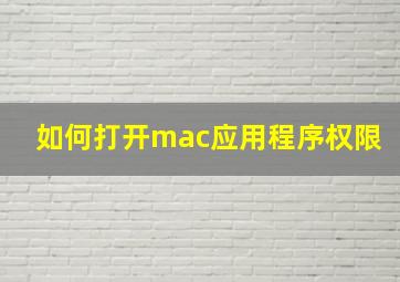 如何打开mac应用程序权限