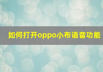 如何打开oppo小布语音功能