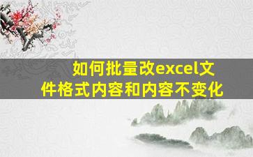 如何批量改excel文件格式内容和内容不变化