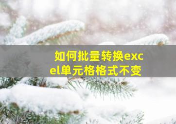 如何批量转换excel单元格格式不变