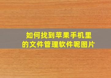 如何找到苹果手机里的文件管理软件呢图片