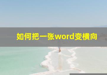 如何把一张word变横向