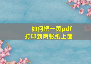 如何把一页pdf打印到两张纸上面