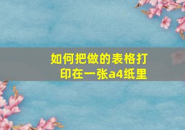 如何把做的表格打印在一张a4纸里