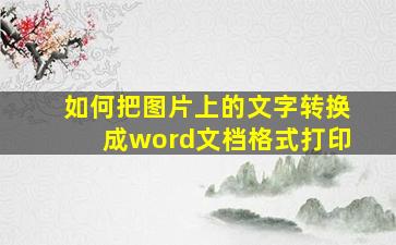 如何把图片上的文字转换成word文档格式打印