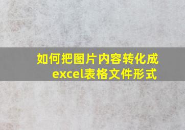 如何把图片内容转化成excel表格文件形式