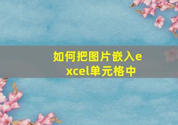 如何把图片嵌入excel单元格中