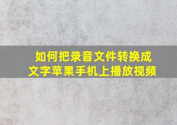 如何把录音文件转换成文字苹果手机上播放视频