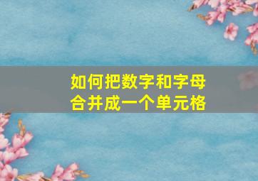 如何把数字和字母合并成一个单元格