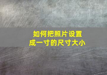 如何把照片设置成一寸的尺寸大小