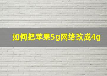 如何把苹果5g网络改成4g