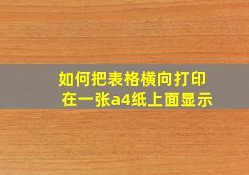 如何把表格横向打印在一张a4纸上面显示