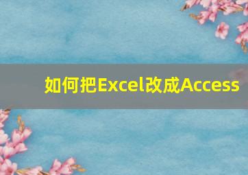 如何把Excel改成Access