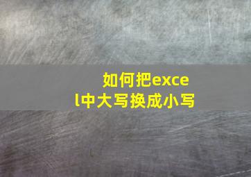 如何把excel中大写换成小写